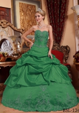 Dark Green Ball Gown Sweetheart Quinceanera Dresses Embroidery with Beading