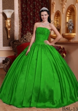 Discount Puffy Ball Gown Strapless Appliques Quinceanera Dresses with Beading