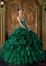 Luxurious Ball Gown Strapless Green 2014 Quinceanera Dress with Ruffles