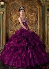 Strapless Organza Ruffles and Appliques Quinceanera Dress for 2014 Spring
