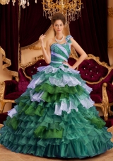 2014 Perfect Princess One Shoulder Quinceanera Dresses with Ruffles