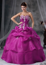 Ball Gown Sweetheart Floor-length Organza Appliques Quinceanera Dress