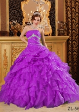 Popular Organza Full Length Quinceanera Dress with Beading And Ruffles