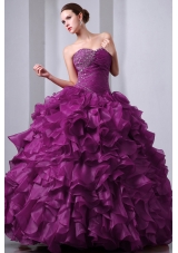 Sweetheart Organza Beading and Ruffles Quinceanea Dress for 2014 Fashion
