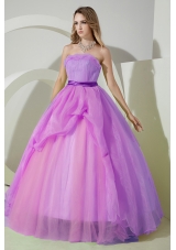 A-line / Princess Strapless Organza Sweet Sixteen Dresses with Ruching