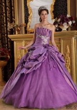 Ball Gown Strapless Appliques Taffeta Quinceanera Dress