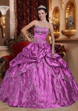 Ball Gown Strapless Embroidery with Beading Dresses For Quinceaneras