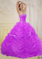 Ball Gown Sweetheart Beading Dresses For a Quinceanera with Ruffled Layers