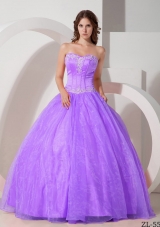 Beautiful Sweetheart Organza Quinceanera Gowns with Appliques and Beading