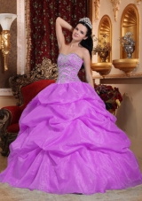 Lavender Ball Gown Sweetheart Beading Quinceanera Gown Dresses with Pick-ups