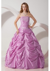 Lilac A-line Strapless Appliques and Pick-ups Sweet Sixteen Dresses