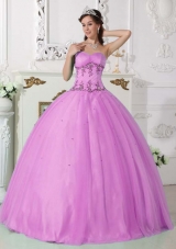 Lilac Ball Gown Sweetheart Quinceanera Gowns with Appliques and Beading