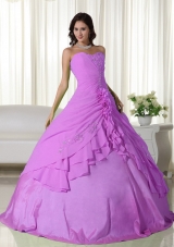 Lilac Sweetheart Chiffon Appliques Decorate Quinceanera Dress