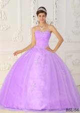 Purple Ball Gown Sweetheart Appliques Quinceanera Dress