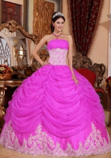 Strapless Beading Sweet 16 Dresses with Appliques and Pick-ups