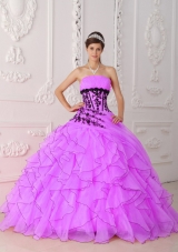 Sweet Ball Gown Strapless Appliques and Ruffles Dresses For a Quinceanera