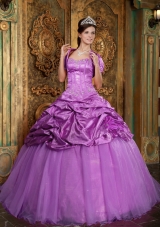 A-line Sweetheart Appliques and Pick-ups Quinceneara Dresses