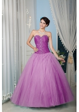 A-line Sweetheart Tulle Beaded Decorate Quinceanera Dress in Lilac