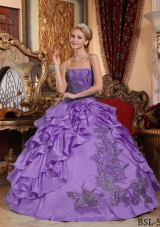 Ball Gown Strapless Appliques and Ruffles Quinceanera Dress