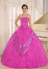 Beaded Decorate Bodice Strapless Quinceanera Gowns in Full Length