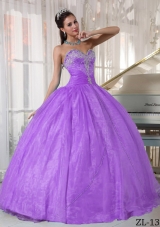 Lavender Ball Gown Sweetheart Dresses For a Quinceanera with Appliques