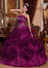 New Style Strapless Organza Appliques and Ruffles Quincenera Dresses
