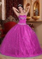 Spaghetti Straps Sequined and Appliques Quinceanera Dress for 2014