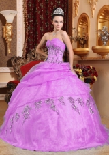 Sweetheart Organza Lilac Sweet Sixteen Dresses with Beading