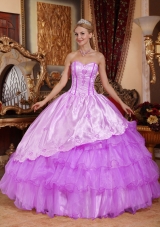 Ball Gown Sweetheart Embroidery Quinceanera Dress with Ruffled Layers