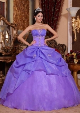 Discount Strapless Organza Quinceanera Gown Dresses with Appliques