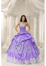 One Shoulder Appliques Decorate Quinceanera Dress With Organza