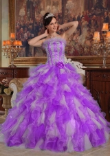 Princess Strapless Organza Sweet 15 Dresses with Ruffles and Appliques