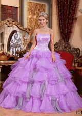 Princess Sweetheart Organza Lilac Sweet Sixteen Dresses with Layers