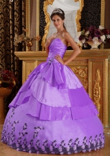 Princess Sweetheart Taffeta Appliques for Lilac Quinceanera Gowns