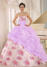 Printing Sweetheart Beaded and Pick-ups For Multi-color Quinceanera Dress