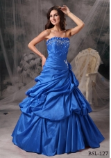 2014 Popular Princess Strapless Beading Quinceanera Dress with Pick-ups