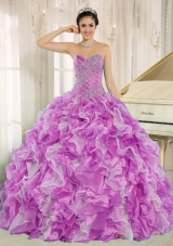 Beaded Decorate Bodice and Ruffles Sweetheart Quinceanera Dress