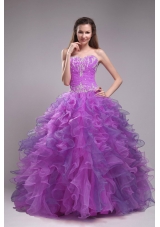 New Sweetheart Orangza Ruffles Quinceanera Dress with Appliques