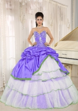 Popular Sweetheart Beaded Decorate Bodice Dress For Quinceanera
