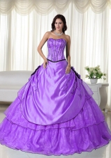 Strapless Organza Quinceanera Gown with Beading and Hand Made Flowres