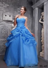 2014 AffordableBlue Puffy Sweethrart Quinceanera Dress with Beading and Ruching
