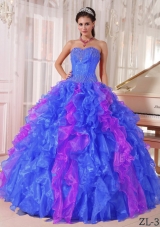 2014 Colourful Puffy Sweetheart  Sequins Quinceanera Dress with Pleats