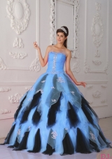 2014 Colourful Princess Strapless Appliques Quinceanera Dress with Beading