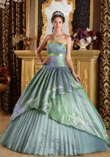 Brand New Appliques Quinceanera Dress in Olive Green Puffy Strapless for 2014