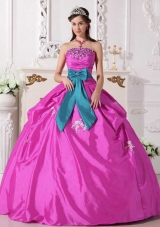Strapless Taffeta Beading and Appliques Quinceanera Dress for Clearance