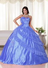 Beautiful Blue Ball Gown Strapless Embroidery for 2014 Quinceanera Dress