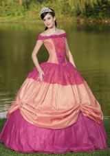 Clearance Off The Shoulder Neckline Lace Appliques Dress For Quinceanera