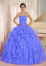 2014 Cute Quinceanera Dress with Ruffles and Beading in Blue Custom Made