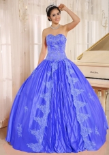 2014 Perfect Embroiery Quinceanera Dress With Beading Decorate in Blue Sweetheart