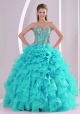 Puffy Sweetheart Full Length Fashion Quinceanera Dress with Beading
